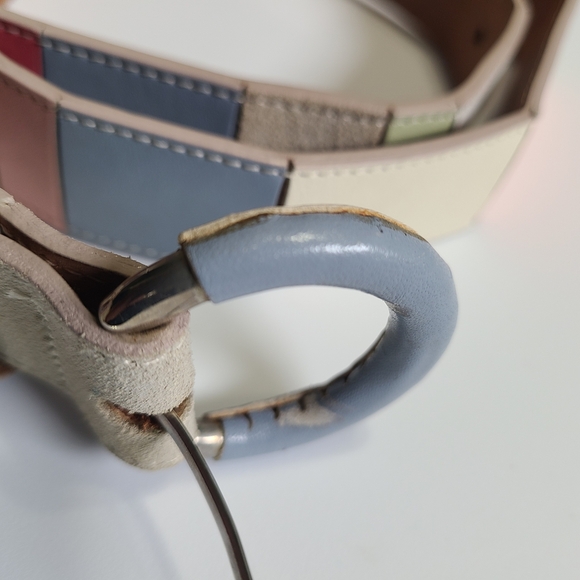 Tanner Beautiful Colorblock Genuine Leather Belt Womens Large Suede Patch ITALY‎ main image 12